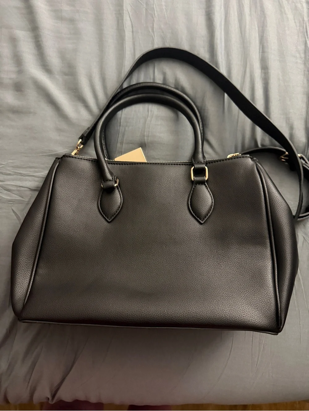 Guess Black Satchel with Gold Hardware and Charm Tags